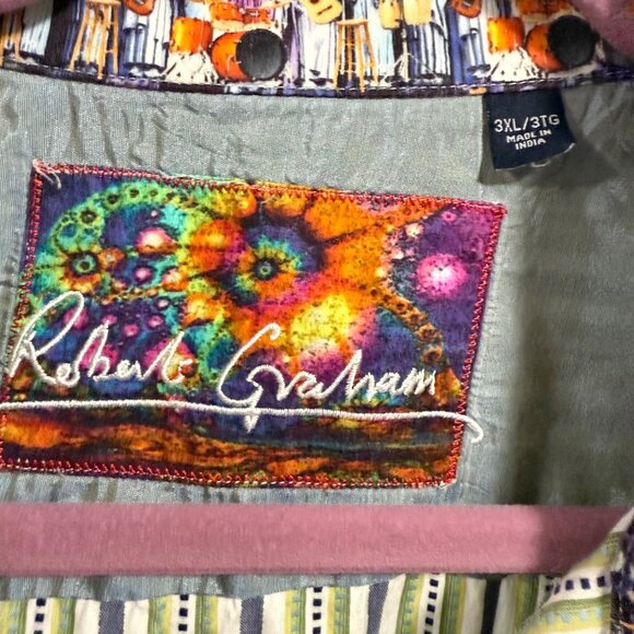 Robert Graham Multicolor Stripe Long Sleeve Flipped Cuff Shirt Men's Size 3XL - Picture 4 of 9